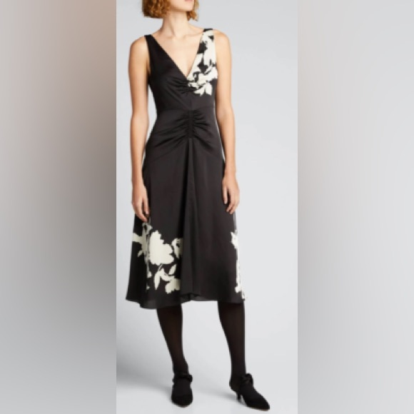 Vince Dresses & Skirts - Vince Black and Cream Floral Midi Dress